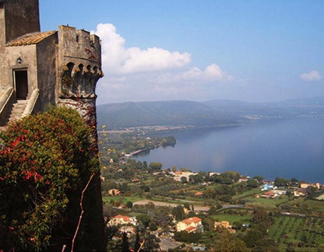 View of destination wedding location Lake Bracciano